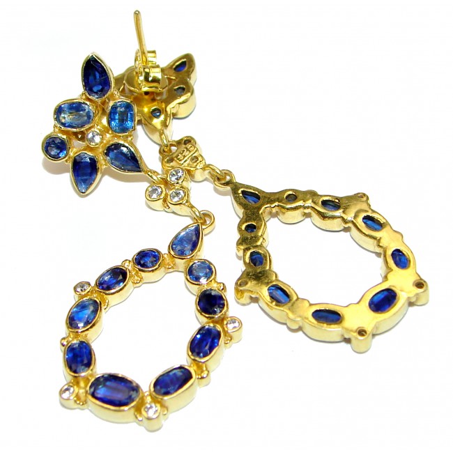Floral Design Kyanite 24K Gold over .925 Sterling Silver handcrafted earrings