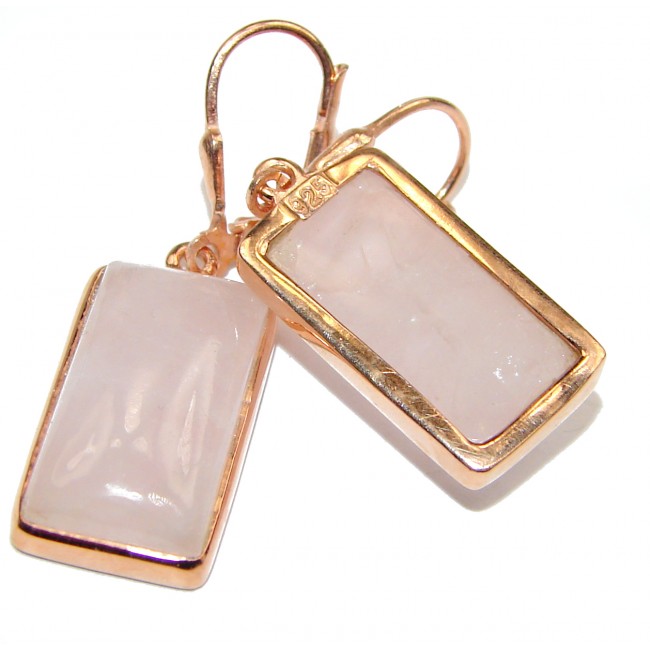 Exclusive genuine Rose Quartz 14K Gold over .925 Sterling Silver handcrafted earrings