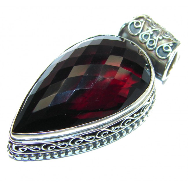 Incredible authentic Deep Red Quartz .925 Sterling Silver handmade pendant