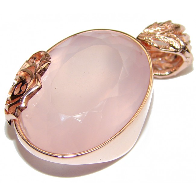Perfect facteted Rose Quartz 18K Gold over .925 Sterling Silver handmade pendant