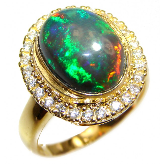 Australian Doublet Opal 24K Gold over .925 Sterling Silver handcrafted ring size 8