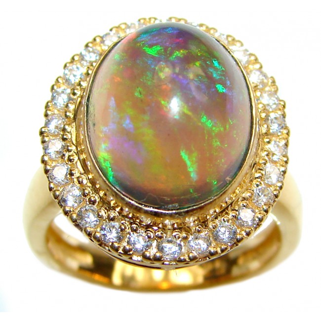 Australian Doublet Opal 24K Gold over .925 Sterling Silver handcrafted ring size 6
