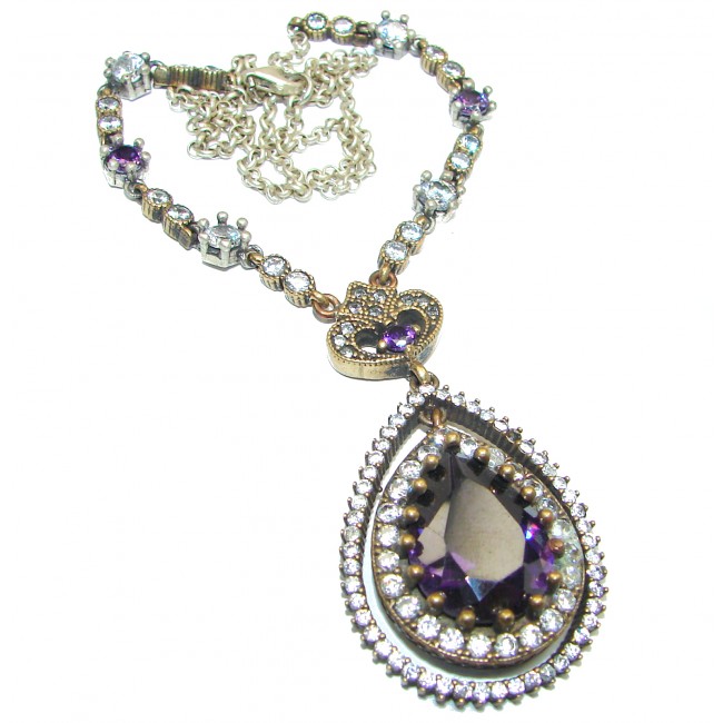 Magic Reef Rainbow created Amethyst .925 Sterling Silver handmade necklace