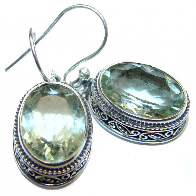 Authentic Green Amethyst .925 Sterling Silver handmade earrings