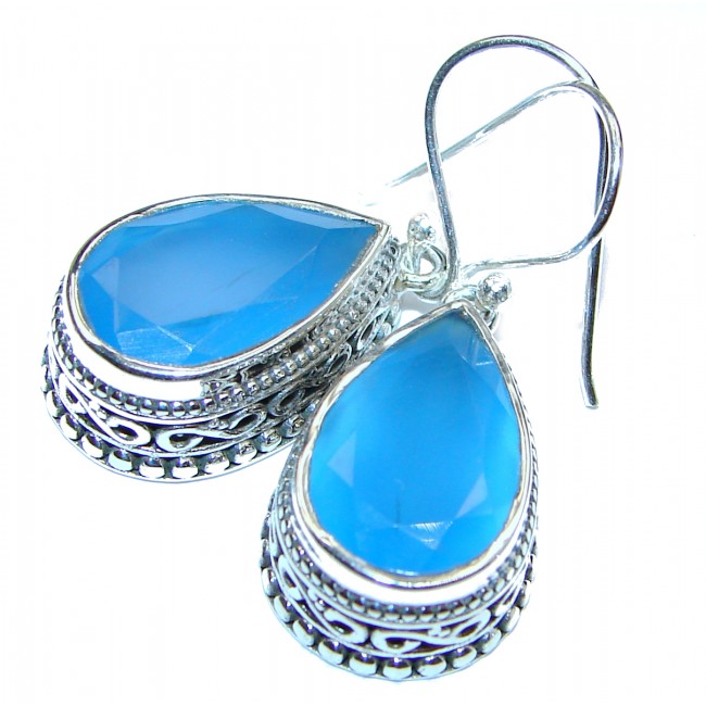 Simple Design excellent quality Chalcedony Agate .925 Sterling Silver earrings