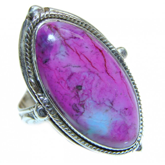 Huge Purple Turquoise .925 Sterling Silver handcrafted ring; s. 8 1/2