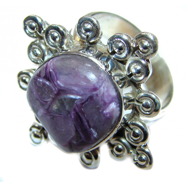 Natural Siberian Charoite .925 Sterling Silver handcrafted ring size 7
