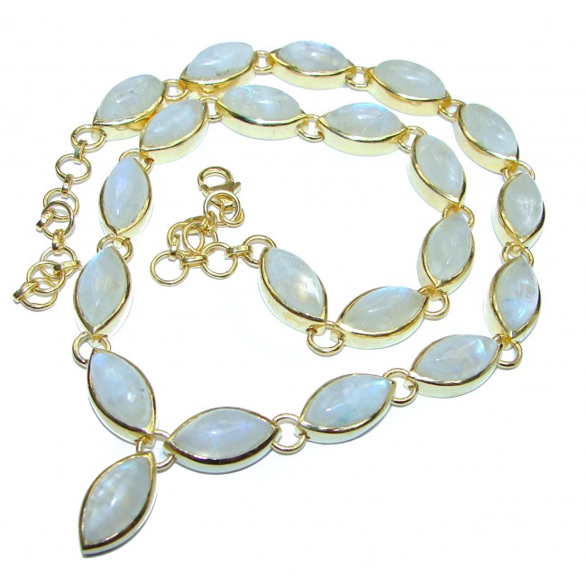 Great Masterpiece genuine Moonstone 18K Gold over .925 Sterling Silver handmade necklace
