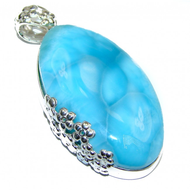 Authentic Caribbean AAAA+ quality Larimar .925 Sterling Silver handmade pendant