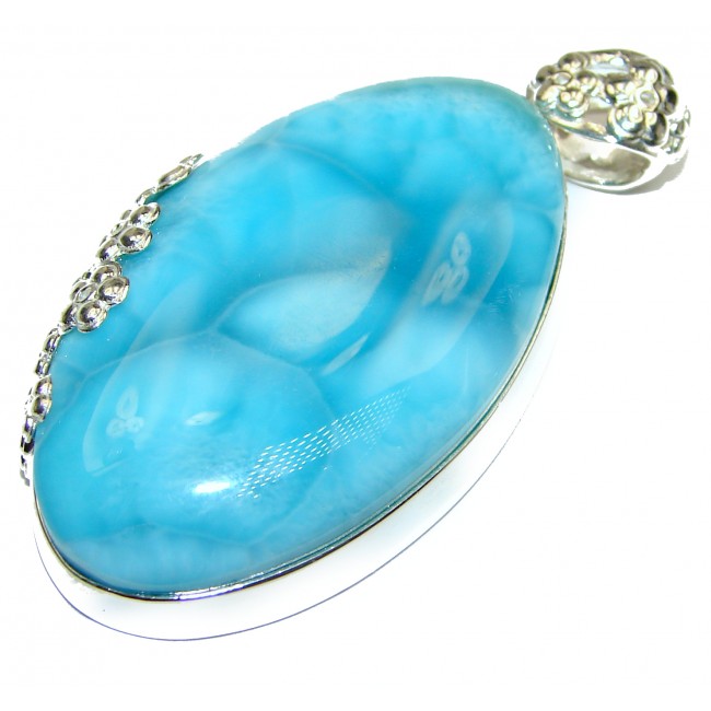Authentic Caribbean AAAA+ quality Larimar .925 Sterling Silver handmade pendant