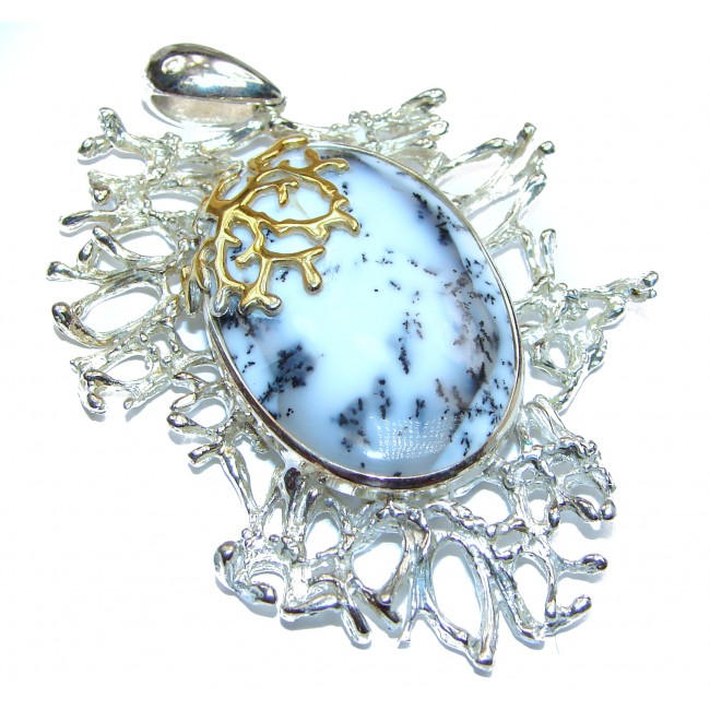 Perfect Storm Perfect quality HUGE Dendritic Agate .925 Sterling Silver handmade Pendant