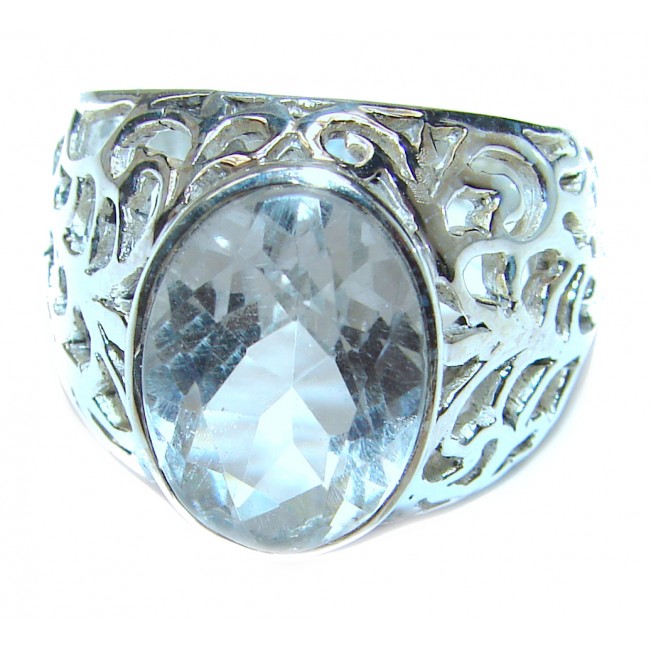 White Topaz .925 Sterling Silver handmade Ring s. 7 3/4