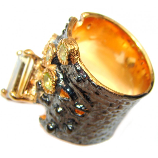Vintage Style Natural Citrine 18K Gold over .925 Sterling Silver handcrafted Ring s. 6