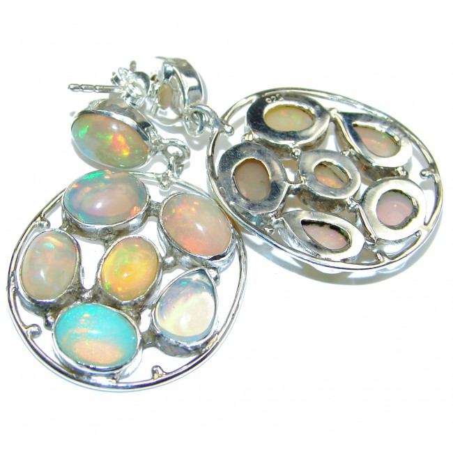 Authentic Ethiopian Fire Opal .925 Sterling Silver handmade earrings