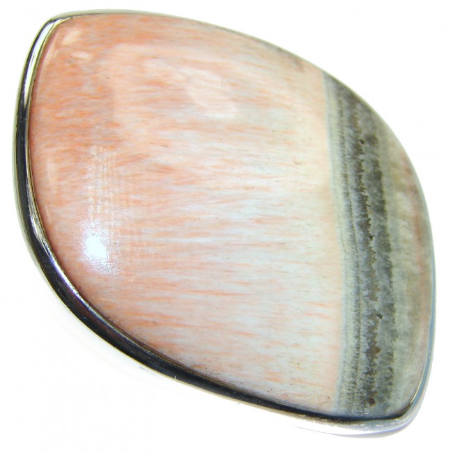 Huge Peach Color Aventurine .925 Sterling Silver handcrafted Ring s. 8 1/2