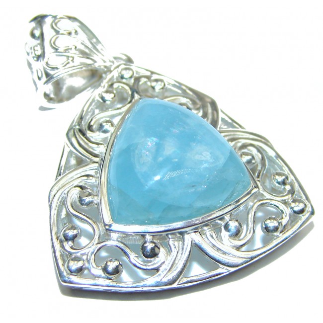 Genuine Blue Aquamarine .925 Sterling Silver Pendant