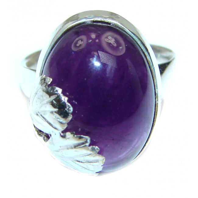 Genuine Amethyst .925 Sterling Silver handcrafted Ring size 8 adjustable
