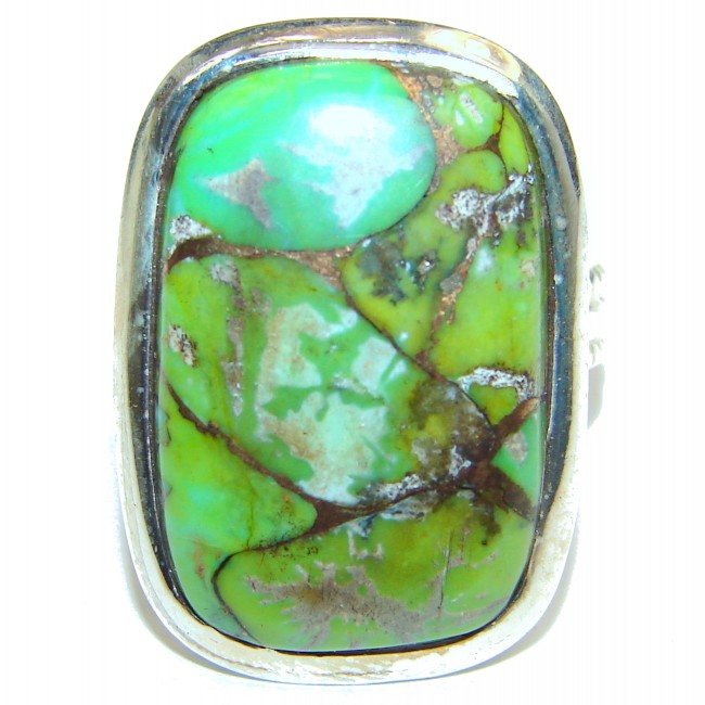 Energizing green Turquoise .925 Sterling Silver handmade Ring size 7