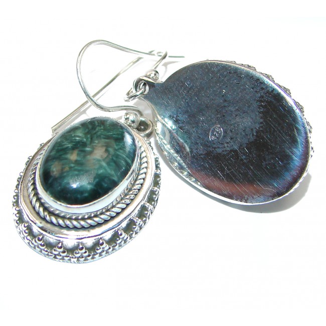 Perfect Green Seraphinite .925 Sterling Silver handcrafted earrings
