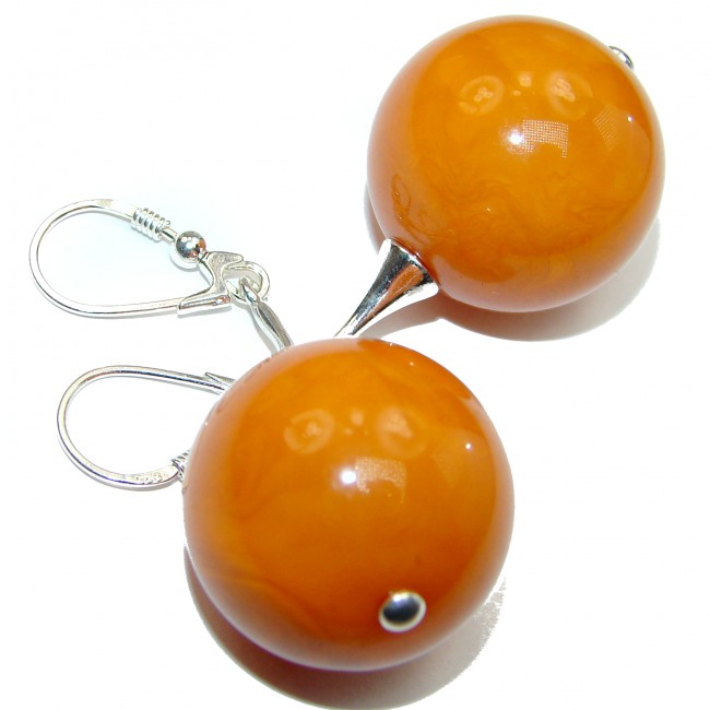 Huge Exclusive Butterscotch Polish Amber .925 Sterling Silver handmade Earrings