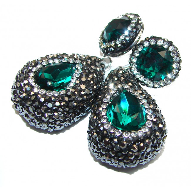Vintage design Authentic Green Topaz 18K Gold over .925 Sterling Silver handmade earrings