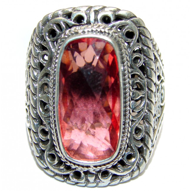 Top Quality Raspberry Topaz .925 Sterling Silver handcrafted Ring s. 9