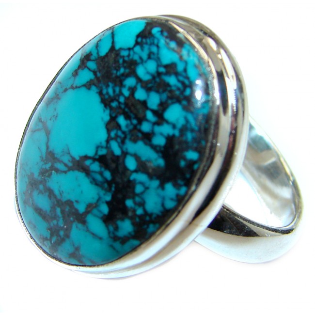 Blue Copper Turquoise .925 Sterling Silver ring; s. 8