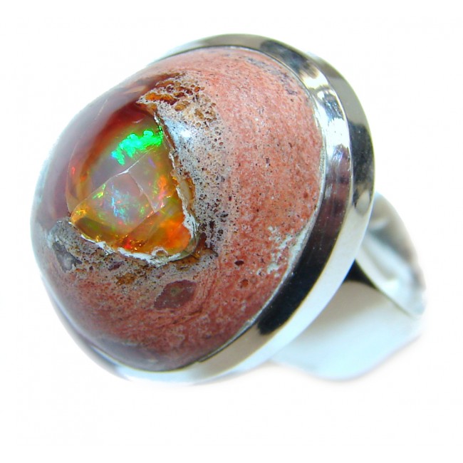 Pure Perfection Genuine Mexican Opal .925 Sterling Silver handmade Ring size 8
