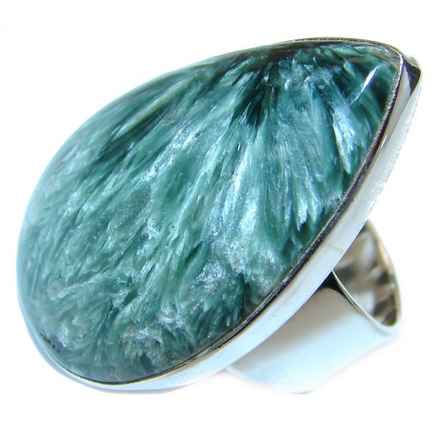 Great quality Russian Seraphinite .925 Sterling Silver handcrafted Ring size 7