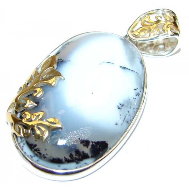 Perfect quality Dendritic Agate 18K Gold .925 Sterling Silver handmade Pendant