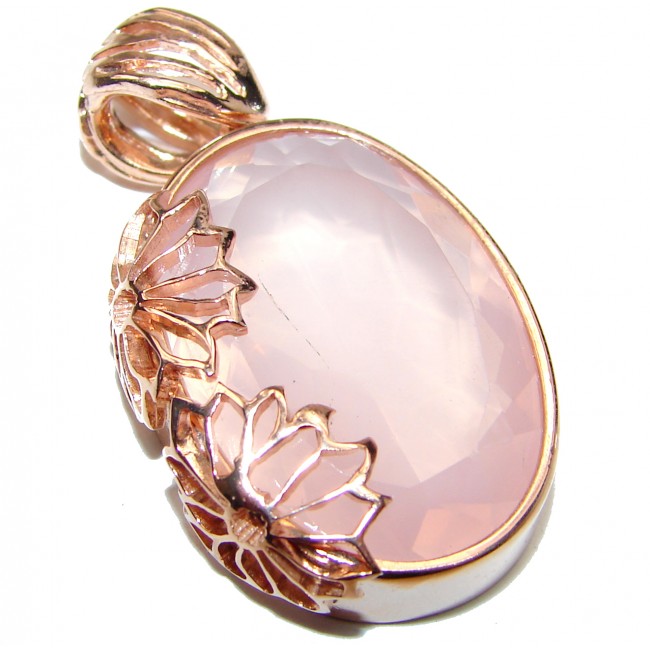 Perfect faceted Rose Quartz 18K Gold over .925 Sterling Silver handmade pendant