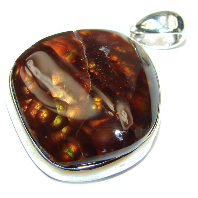 One of the kind genuine Fire Agate .925 Sterling Silver handcrafted Pendant