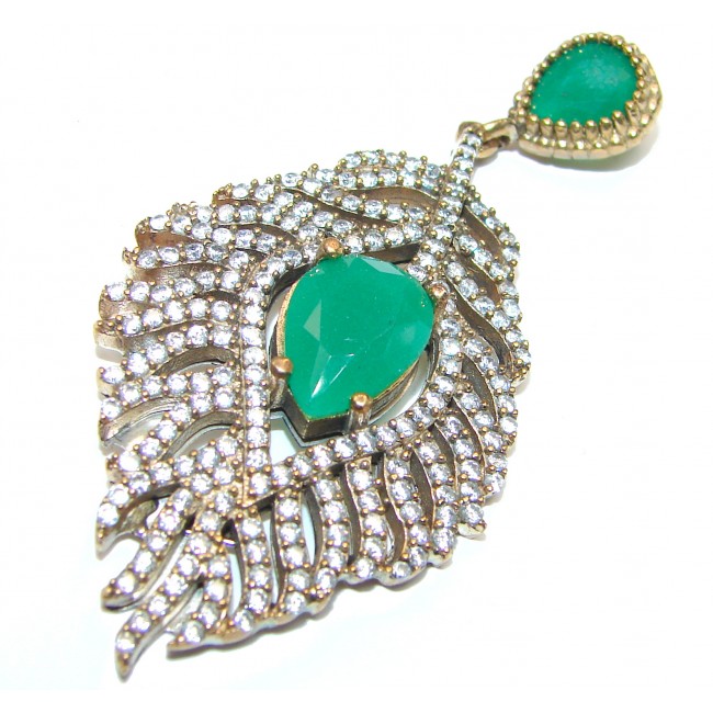 Victorian Style protective power created Emerald Sterling Silver Pendant