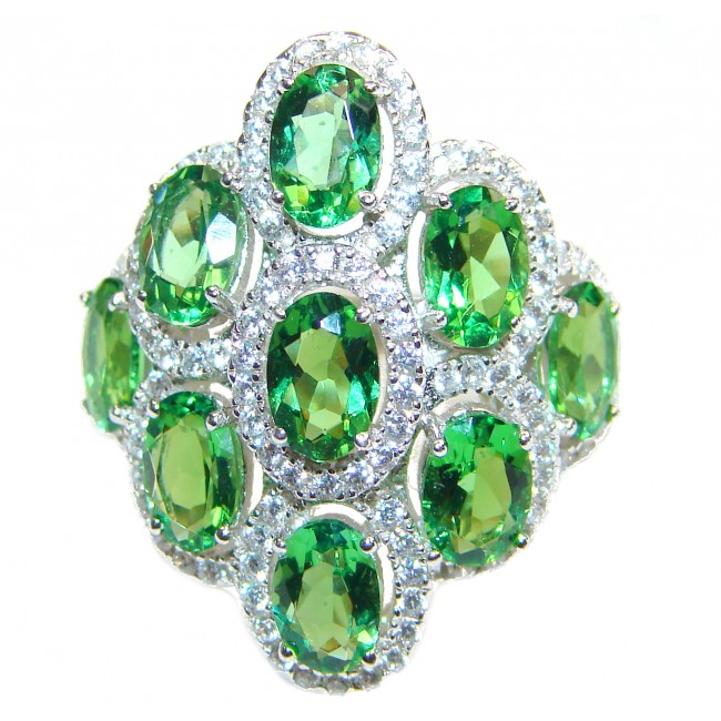 Natural Chrome Diopside .925 Sterling Silver Statement ring size 7