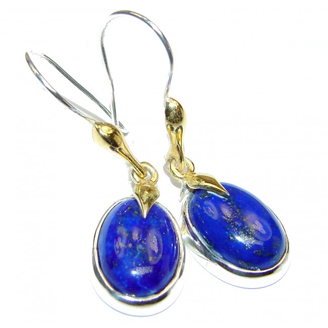 Outstanding Sublime Blue Lapis Lazuli Garnet 18K Gold over Sterling Silver earrings