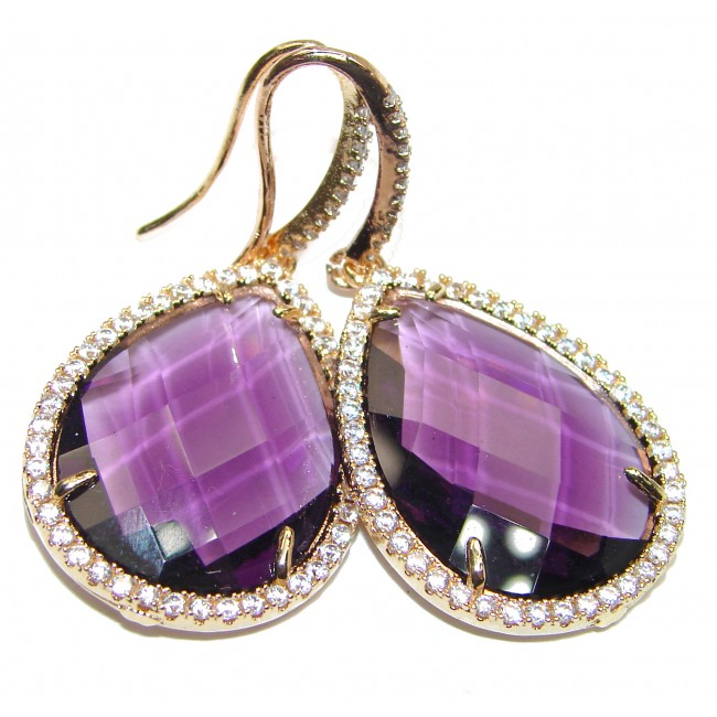 Authentic faceted Purple Quartz 10K Gold over .925 Sterling Silver handmade earrings