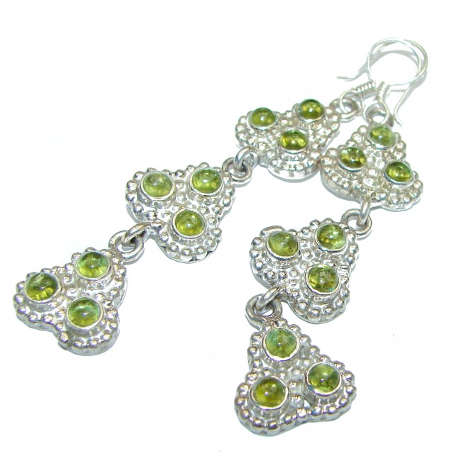 Rich Design Peridot .925 Sterling Silver handcrafted Statement earrings