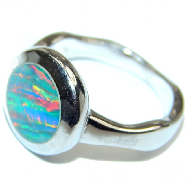 Australian Triplet Opal .925 Sterling Silver handcrafted ring size 7