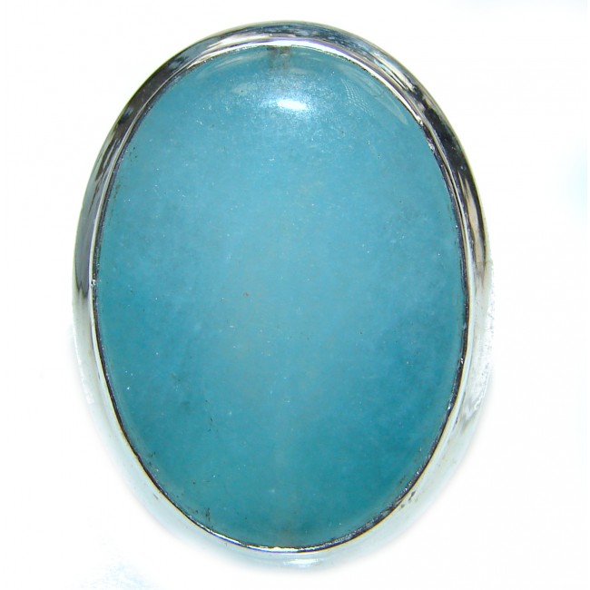 Treasure Blue Aquamarine .925 Sterling Silver handmade ring s. 7 1/4