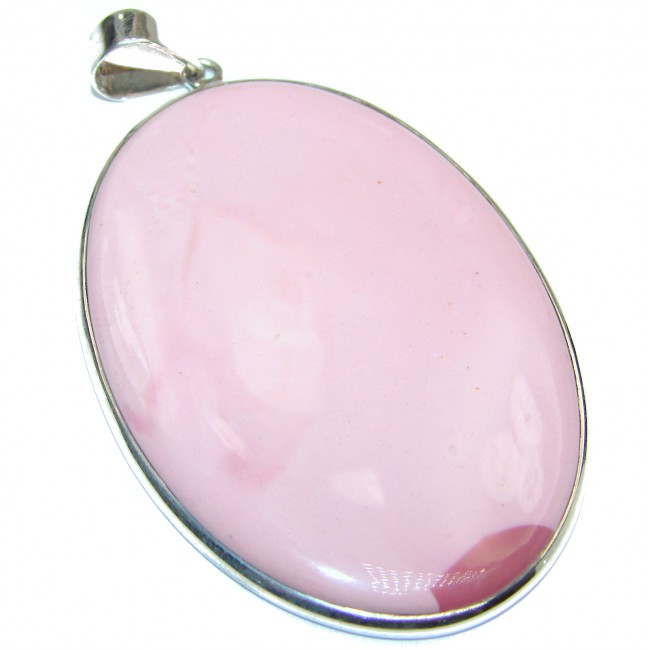 Large authentic Pink Opal .925 Sterling Silver handmade Pendant