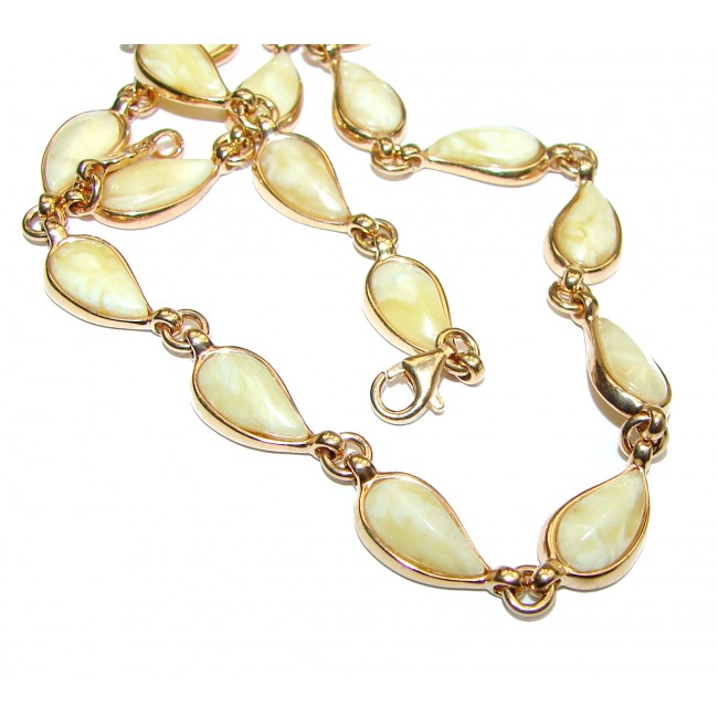 Great Masterpiece genuine Butterscotch Amber 18K Gold over .925 Sterling Silver handmade necklace