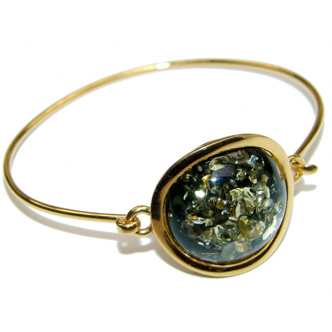 Real Treasure Genuine Green Amber Gold Rhodium over .925 Sterling Silver Bracelet