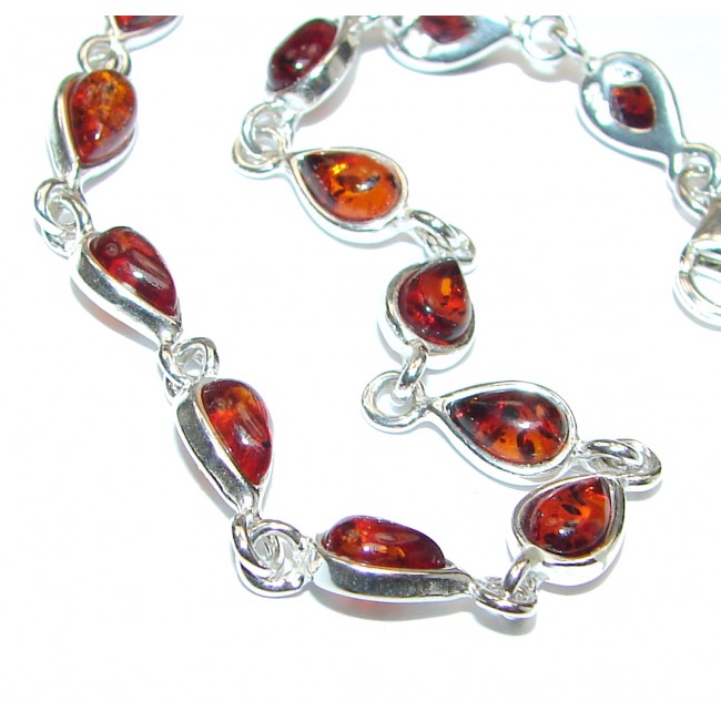 Beautiful authentic Baltic Polish Amber .925 Sterling Silver handcrafted Bracelet