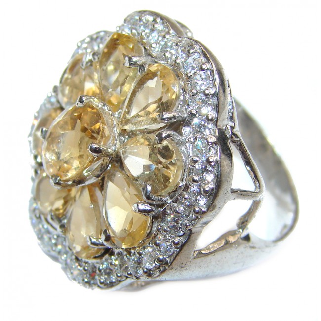 Vintage Style Natural Citrine .925 Sterling Silver handcrafted Ring s. 8 1/4