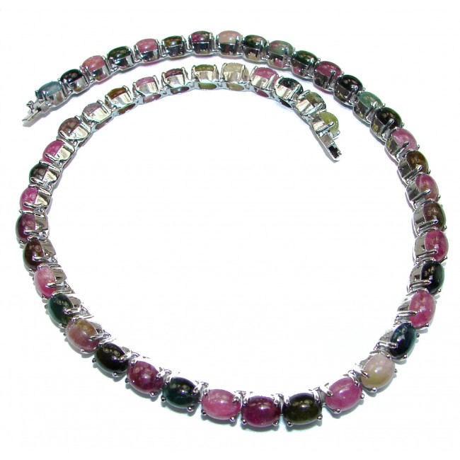 Royal Treasure Watermelon Tourmaline .925 Sterling Silver handcrafted 342ct Total weight necklace