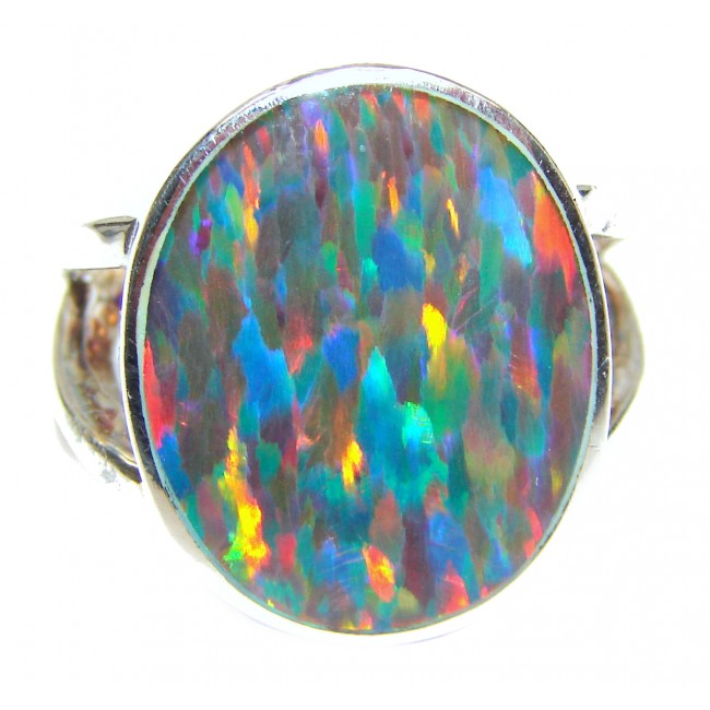 Australian Triplet Opal .925 Sterling Silver handcrafted ring size 6