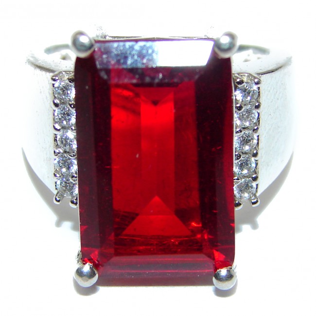 Authentic Red Helenite .925 Sterling Silver ring s. 4 3/4