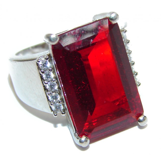 Authentic Red Helenite .925 Sterling Silver ring s. 4 3/4