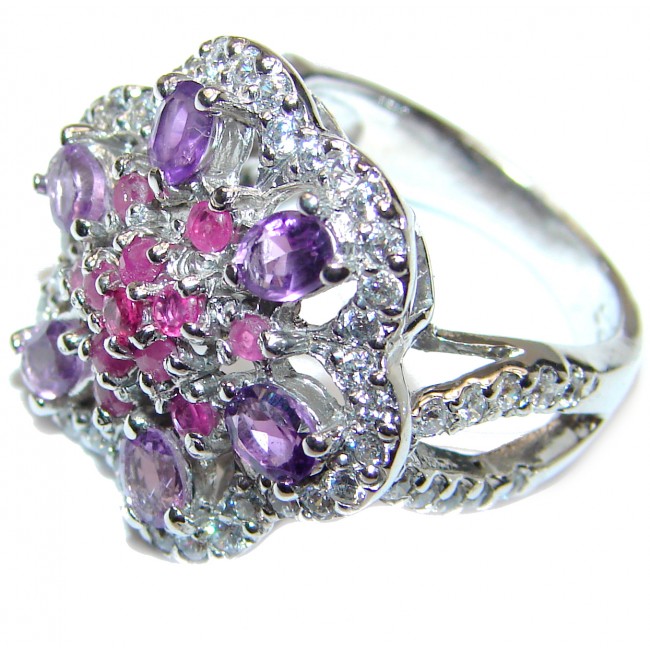 Vintage Style Ruby .925 Sterling Silver handcrafted ring; s. 6
