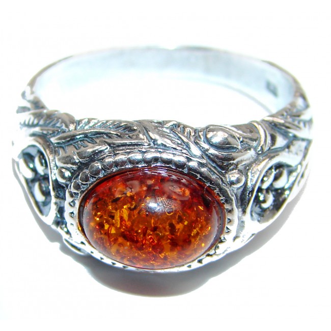 Genuine Baltic Amber .925 Sterling Silver handmade Ring size 10 1/4